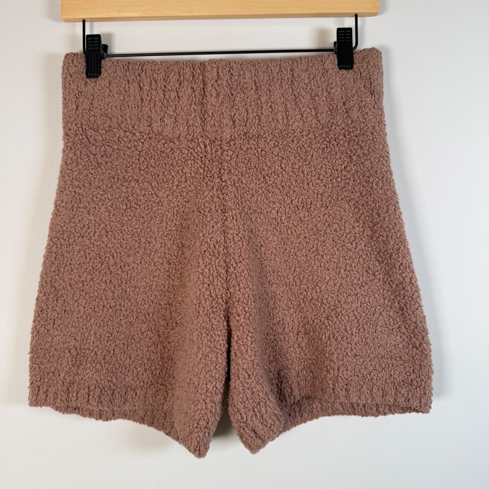 Skims Cozy Knit Lounge Wear Shorts Small Medium High Waisted Boucle Fuzzy Brown